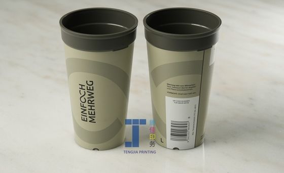 Etiqueta en molde Etiqueta de taza de plástico de té de leche sin arrugas