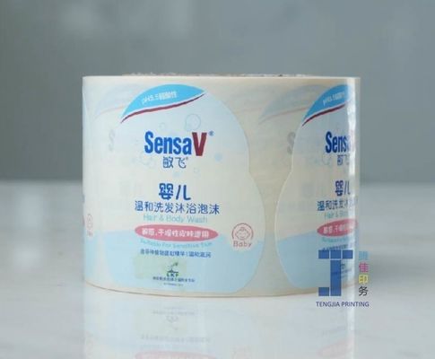 Etiqueta de adhesivos de champú de impresión flexible en rollo de embalaje duradero